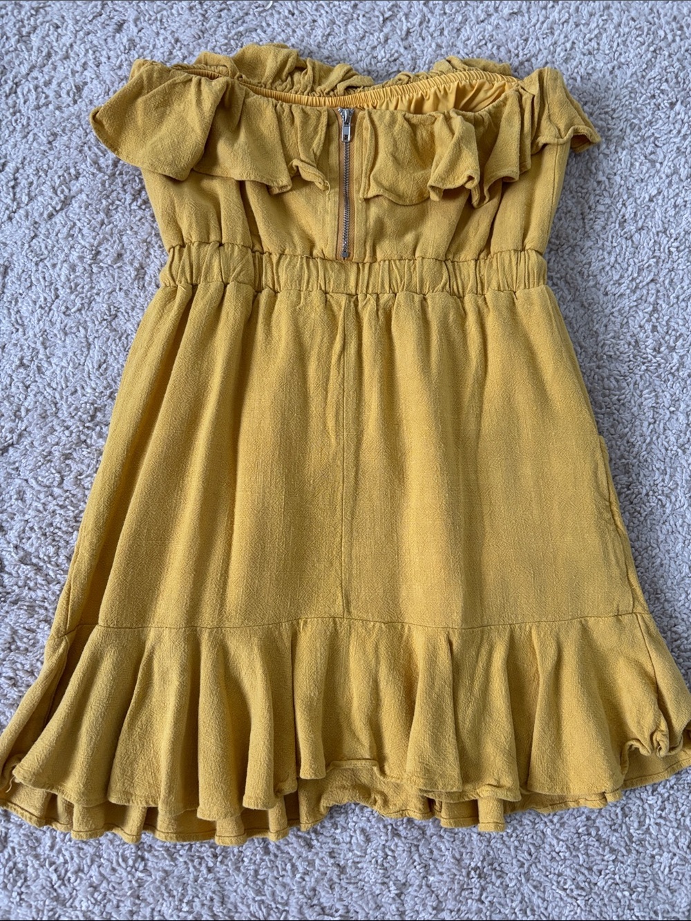 Yellow Ruffle Strapless Mini Dress - Picture 4 of 4